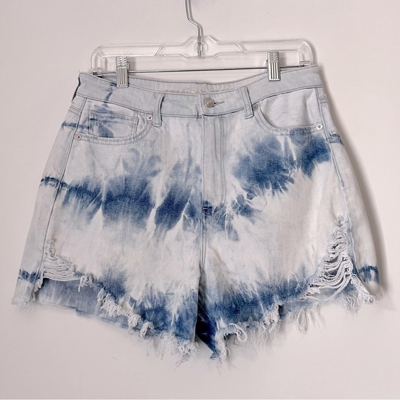 American Eagle Highest Rise Mom Short Tie Dye Distressed Boho Festival Beachy - Picture 1 of 12